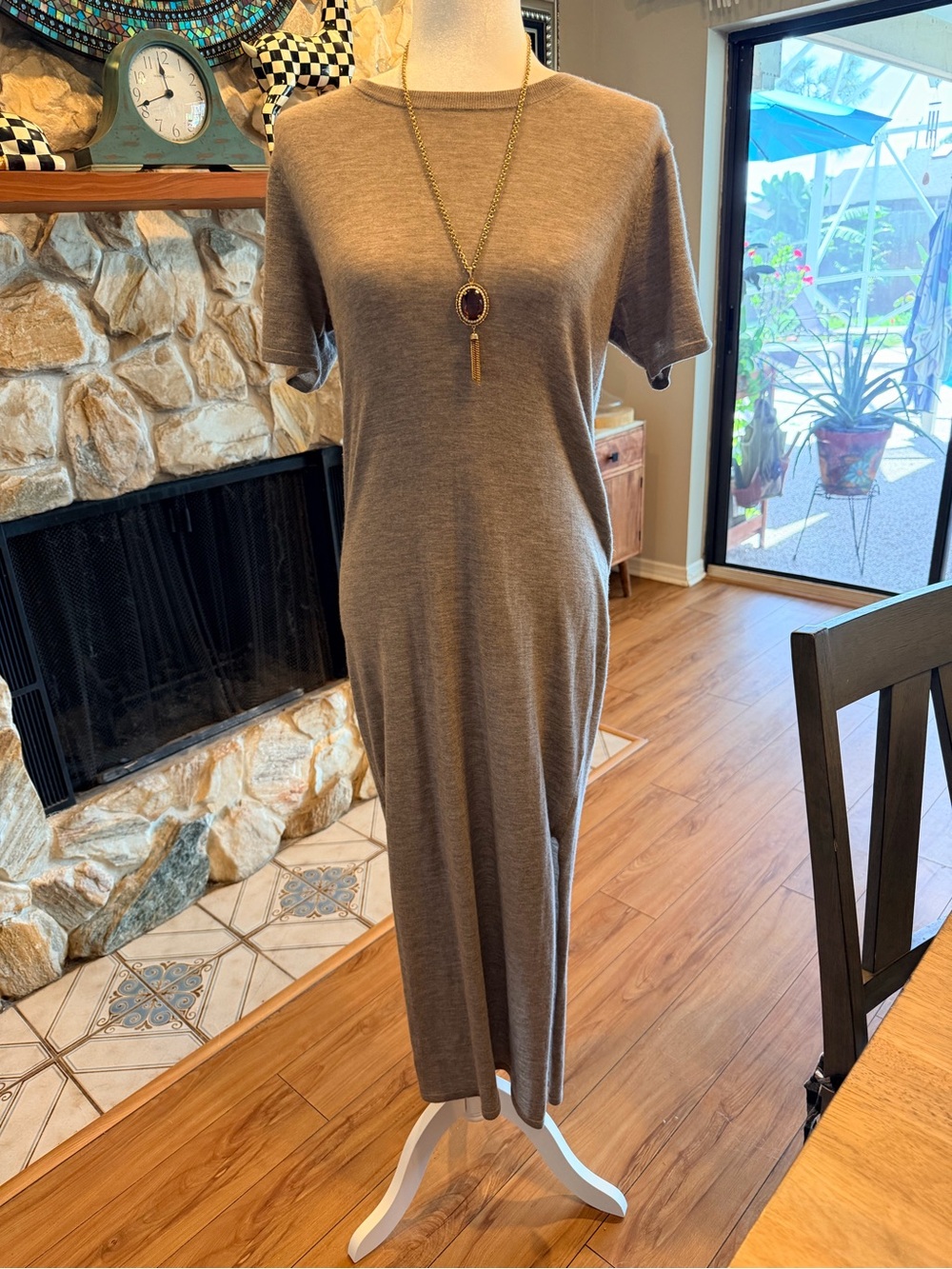 NAADAM Taupe Short-Sleeve Maxi Dress